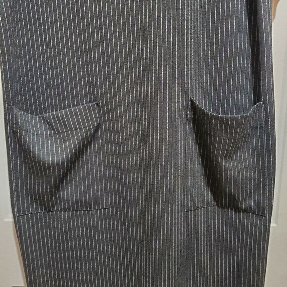 Zara Woman Pinstriped Mock Neck Midi Dress Size M - Picture 4 of 9